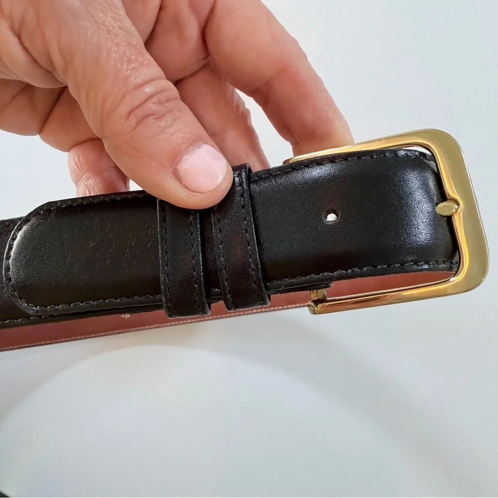 Vintage Coach Black Burnished Cowhide Leather Belt Made in USA Men’s 30 / 75 cm